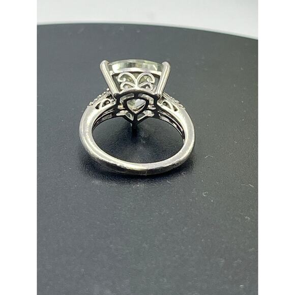 D'Joy Carat Genuine Green Amethyst White Topaz 925 Sterling Silver Ring Size 7 - Picture 6 of 11